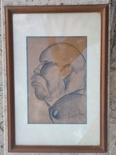 Disegno a carboncino Lorenzo Viani " Il mio nemico" 1917