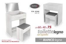TAVOLO CONTENITORE CONSOLLE TRUCCO SPECCHIO TOILETTE SGABELLO LEGNO 60*40*H75 cm