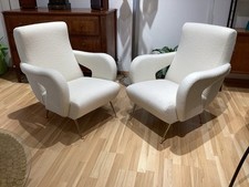 ⚜️ COPPIA POLTRONE DESIGN  EPOCA 1950S STILE GIGI RADICE VINTAGE ARMCHAIR BOUCLĖ