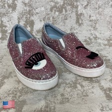 Sneakers Chiara Ferragni Flirting Glitter in pelle italiana slip on rosa