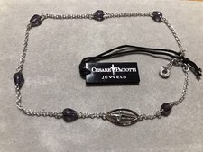 Cesare Paciotti Collana Girocollo Argento 925 E Pietre Viola Con Spadino Nuovo 