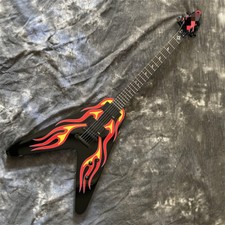 Red Flame Flying V Chitarra