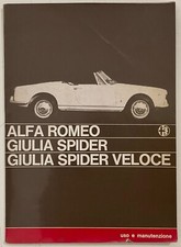 ALFA ROMEO GIULIA SPIDER GIULIA SPIDER VELOCE LIBRETTO USO E MANUTENZIONE
