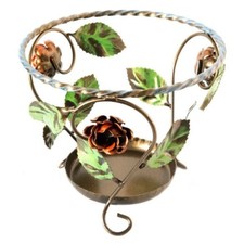Portafiori Portavaso Portapiante grande in ferro e rose 27 cm arredo giardino 