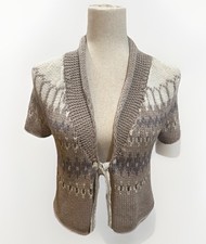 Cardigan Brunello Cucinelli maglia lino cropped cravatta davanti manica corta Italia S