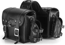Set borse laterali moto in pelle PU impermeabile 16L, nere