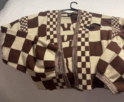 Cardigan quadri marrone - a,