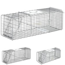 Outsunny Gabbia Trappola per Animali Vivi Pieghevole in Acciaio