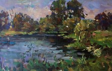 Dipinto olio stagno pittore