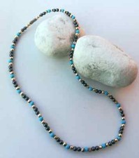 COLLANA UOMO DONNA TURCHESE E EMATITE, COLLANA SOTTILE DI TURCHESE VINTAGE