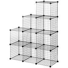 HOMCOM Mobile Salvaspazio 9 Cubi in Rete in Acciaio e PP per Soggiorno e Ufficio