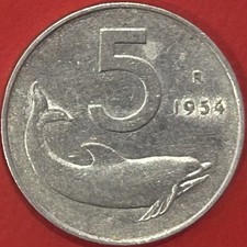 5 Lire 1954 Delfino •
