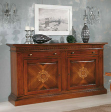 CREDENZA INTAGLIATA 2A CON DECORI + 2 CASSETTI IN LEGNO VARIE FINITURE LM 1508