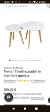 Set 2 Tavolini Marmo E Legno