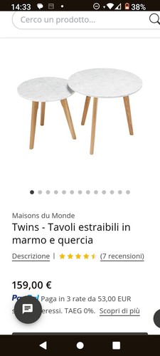 Set tavolini marmo legno - 2,