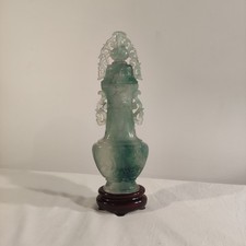 Vaso Cinese In Quarzo O Cristallo Naturale Verde Ametista Vintage Antico