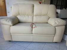 divano imbottito 2 posti in ecopelle pelle salotto di ottima qualità italy panna