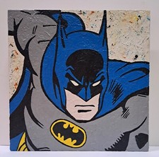 Quadro BATMAN Dipinto a Mano Su Tela 30x30 Pop Art Moderno Arredo 