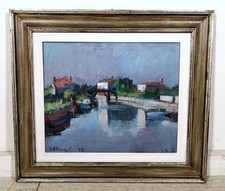 ANTICO QUADRO DIPINTO Alfredo D'Angelo 1976 PAESAGGIO Mazzorbo LAGUNA Venezia