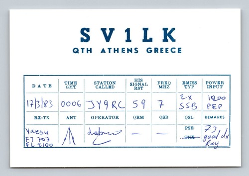 Radioamatore qsl sv1lk atene - radioamatore,
