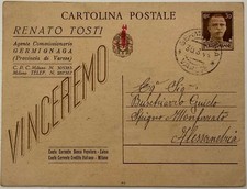 RSI VINCEREMO CARTOLINA POSTALE RENATO TOSTI SOVRASTAMPA RSI VIAGGIATA 30-3-1944