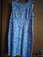 (8) abito Benetton, fantasia geometrica Blu E Giallo Taglia L