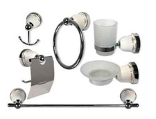 SET BAGNO 6 ACCESSORI PORTA ASCIUGAMANI SAPONE SPAZZOLINO ROTOLO GANCIO 52439