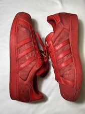 ADIDAS SUPERSTAR Red Net Pattern SHELL TOE TRAINERS SIZE 43.5 UK10 US 10.5