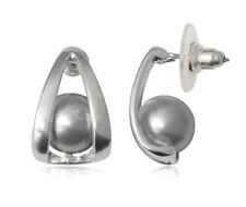 Orecchini grigio perla argento con chiusura a pressione