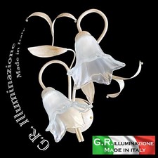 APPLIQUE IN FERRO BATTUTO 2L. AVORIO ORO LAMPADA DA PARETE CLASSICO MODERNO Mary