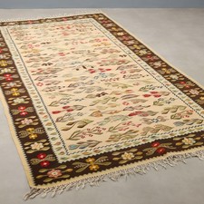 Tappeto Kilim Antico Cotone Nodo Extra-Fine Fatto a Mano 282 x 151 cm