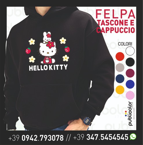 Felpa cappuccio tascone stampa - felpa,