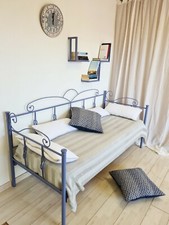 DIVANO LETTO IN FERRO BATTUTO STILE MARINO "NODO" BLU CARTA DA ZUCCHERO