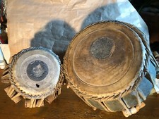 Vintage Tabla indiane vecchie Dayan Bayan pelle da sostituire, parti di ricambio