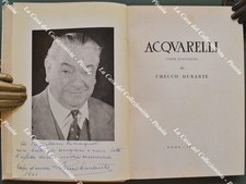 Autografo.DURANTE Checco. Dedica e firma su l'antiporta del suo libro ACQUARELLI
