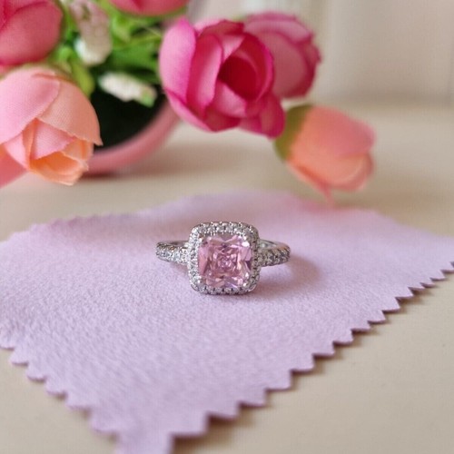 Anello zircone rosa argento