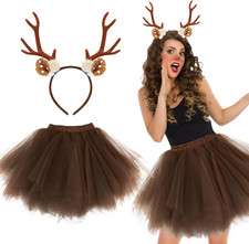 Cosplay Renna Cerchietto Renna Natale Gonna Tutu Donna Fascia Renna Gonna Corta 
