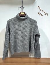 Maglia maglione Dolcevita donna blu azzurro a maglia donna Misto Lana Casual