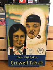 CRÜWELL TABAK ESKIMO-raro cartello display insegna pubblicitario vintage tabacco