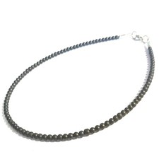 Collana pietre dure onice nero da uomo in acciaio inox lunga 45 cm con perle di