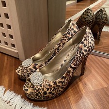 SCARPE DONNA SANDALO CON TACCO SPUNTATO OPEN TOE LEOPARDATO