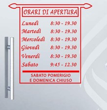 Adesivo negozio vetrina Orari