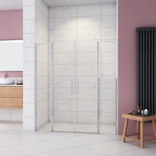 Box Doccia per Nicchia 195 cm 2 Porta Battente Saloon 2 Pannelli Fissi Vetro 6mm