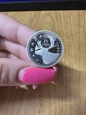 MONETA CANADA ELISABETTA II 25 CENTS CARIBOU 2000 5,9 gr ARGENTO 925 PR