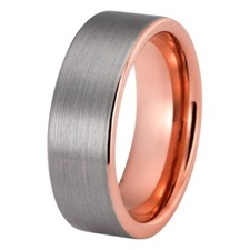  8mm Tungsten Brush Ring With Rose Gold Plated High Quality And Comfort Fit