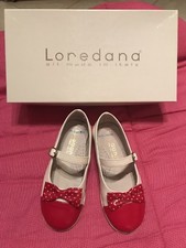 Ballerine In Pelle Bimba “Loredana”  Bianche E Rosse N.26