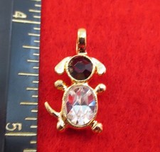 14KT Oro EP Cane Animali Gennaio Rosso Scuro Cristallo Pietra Zodiacale Ciondolo