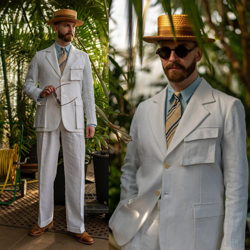 Blazer safari lino uomo