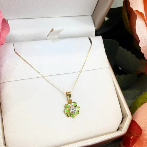 Collana fiore con - zircone, e