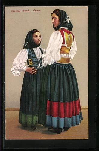 Cartolina orune costumi - costumi, sardi